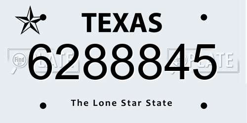 6288845 Texas License Plate