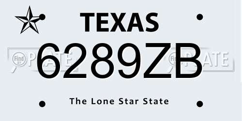 6289ZB Texas License Plate