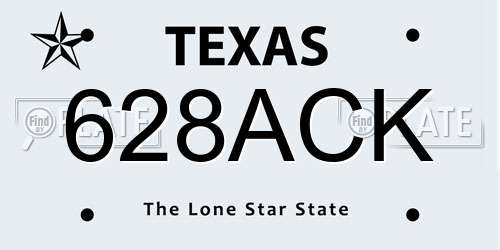 628ACK Texas License Plate