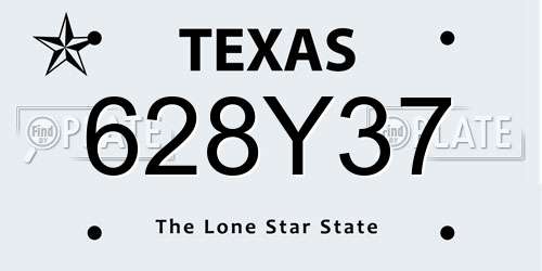 628Y37 Texas License Plate