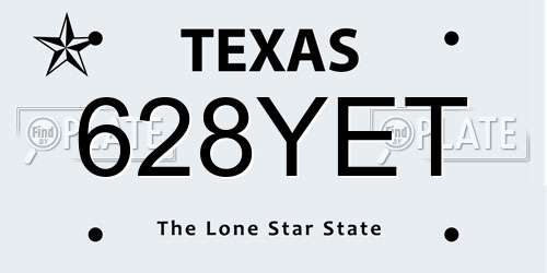628YET Texas License Plate