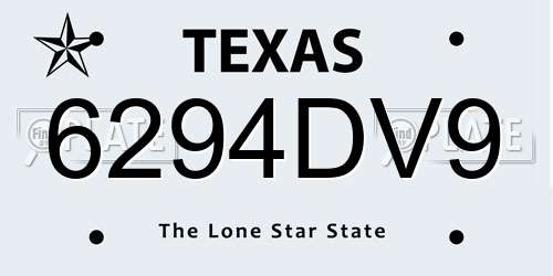 6294DV9 Texas License Plate
