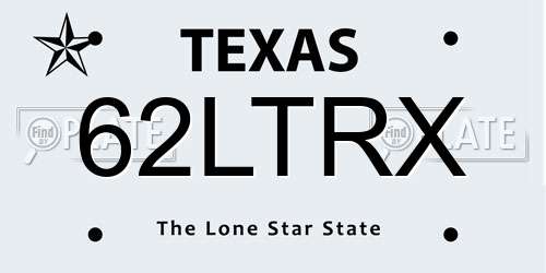 62LTRX Texas License Plate