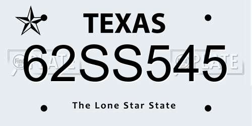 62SS545 Texas License Plate