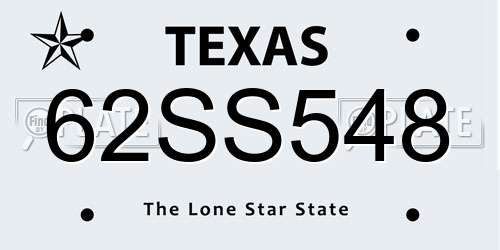 62SS548 Texas License Plate