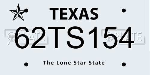62TS154 Texas License Plate