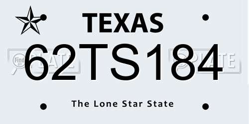 62TS184 Texas License Plate
