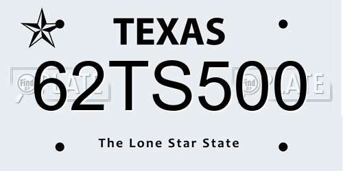 62TS500 Texas License Plate