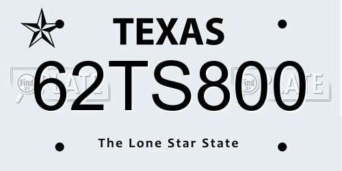 62TS800 Texas License Plate