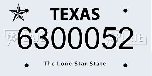 6300052 Texas License Plate