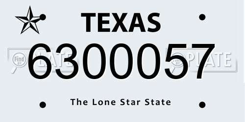 6300057 Texas License Plate
