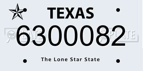 6300082 Texas License Plate
