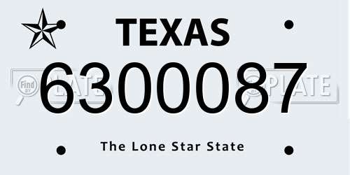 6300087 Texas License Plate