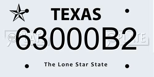 63000B2 Texas License Plate