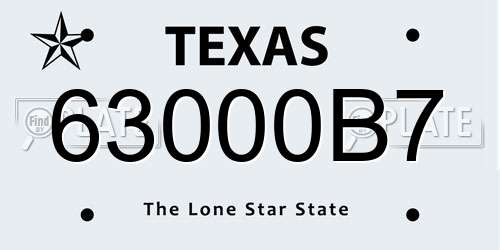 63000B7 Texas License Plate