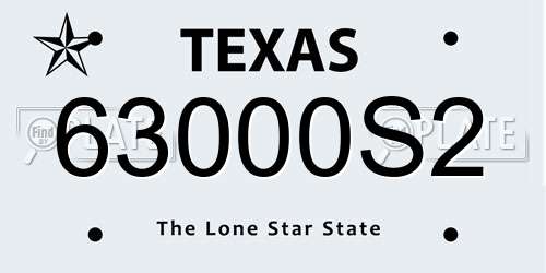 63000S2 Texas License Plate