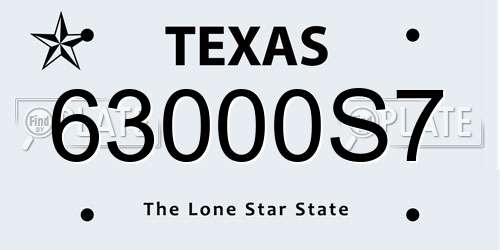 63000S7 Texas License Plate