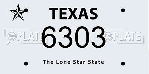 6303 Texas License Plate