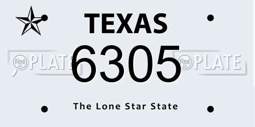 6305 Texas License Plate