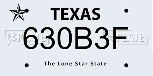 630B3F Texas License Plate