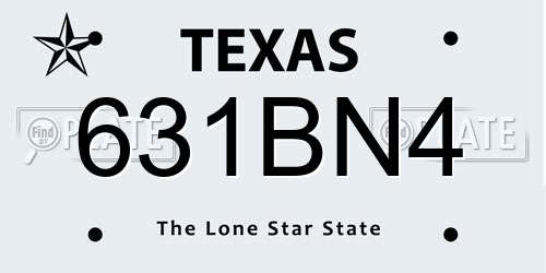 631BN4 Texas License Plate