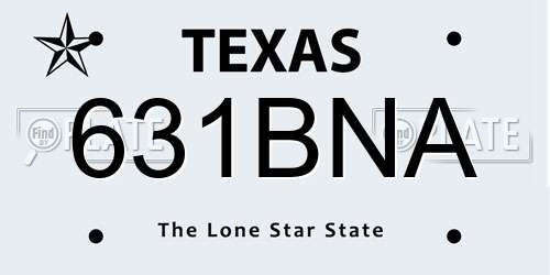 631BNA Texas License Plate