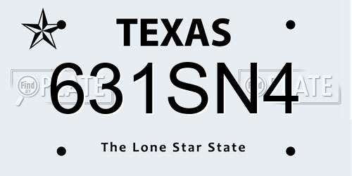 631SN4 Texas License Plate