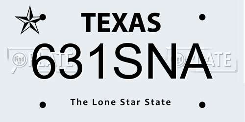 631SNA Texas License Plate