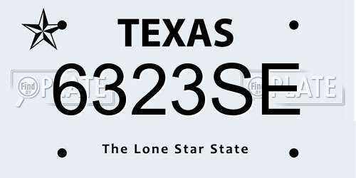 6323SE Texas License Plate