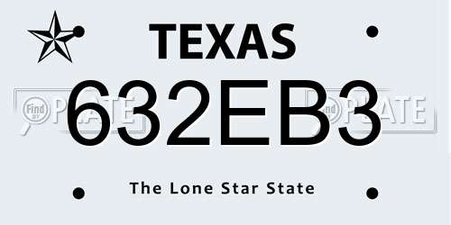 632EB3 Texas License Plate