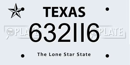 632II6 Texas License Plate