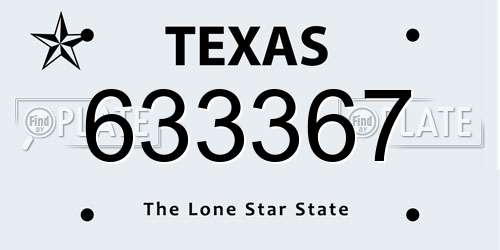 633367 Texas License Plate