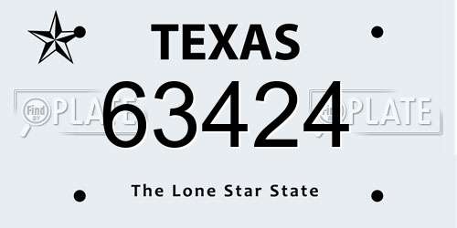 63424 Texas License Plate
