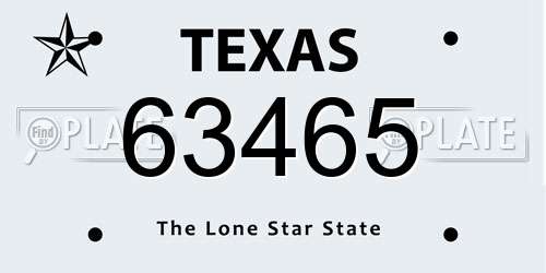63465 Texas License Plate