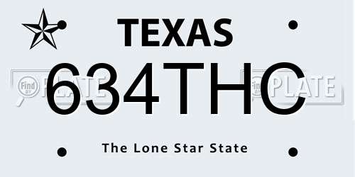 634THC Texas License Plate