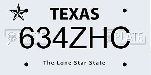 634ZHC Texas License Plate