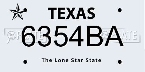 6354BA Texas License Plate