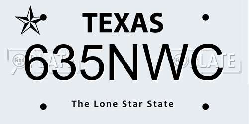 635NWC Texas License Plate