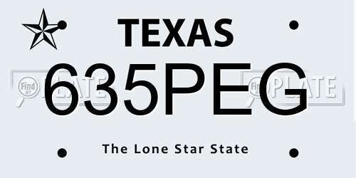 635PEG Texas License Plate