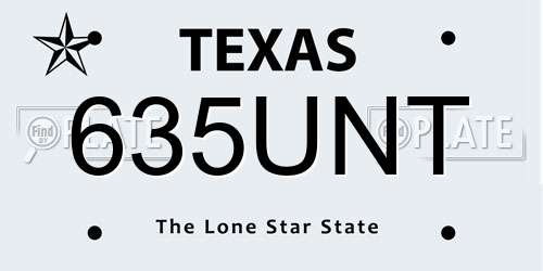635UNT Texas License Plate