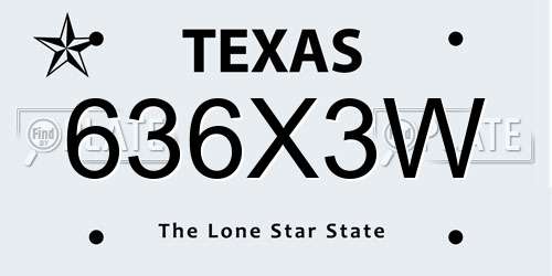 636X3W Texas License Plate