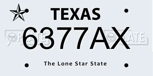 6377AX Texas License Plate