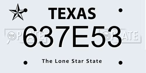 637E53 Texas License Plate