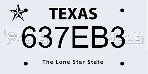 637EB3 Texas License Plate