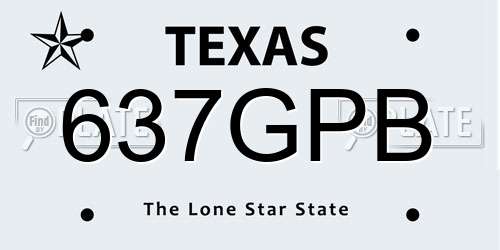 637GPB Texas License Plate