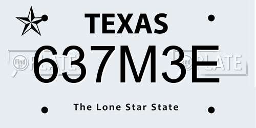 637M3E Texas License Plate