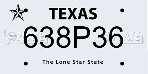 638P36 Texas License Plate