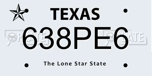 638PE6 Texas License Plate
