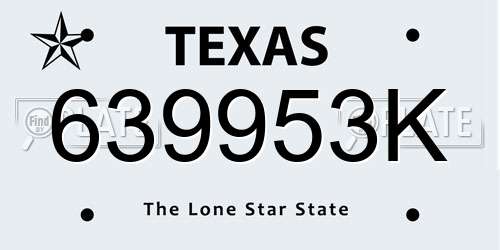 639953K Texas License Plate