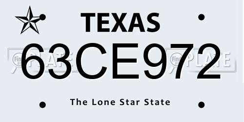 63CE972 Texas License Plate